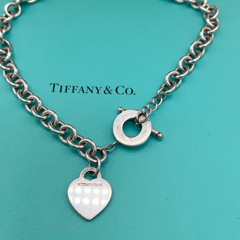 🔴Authentic Tiffany & Co. Sterling Silver RTT Heart Tag Toggle Link Necklace🔴 - Picture 6 of 8